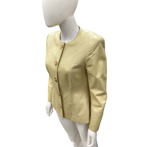 VTG Escada Jacket Women’s SZ4 Genuine Embossed Soft Leather Gold Clasp Closures - Picture 2 of 6